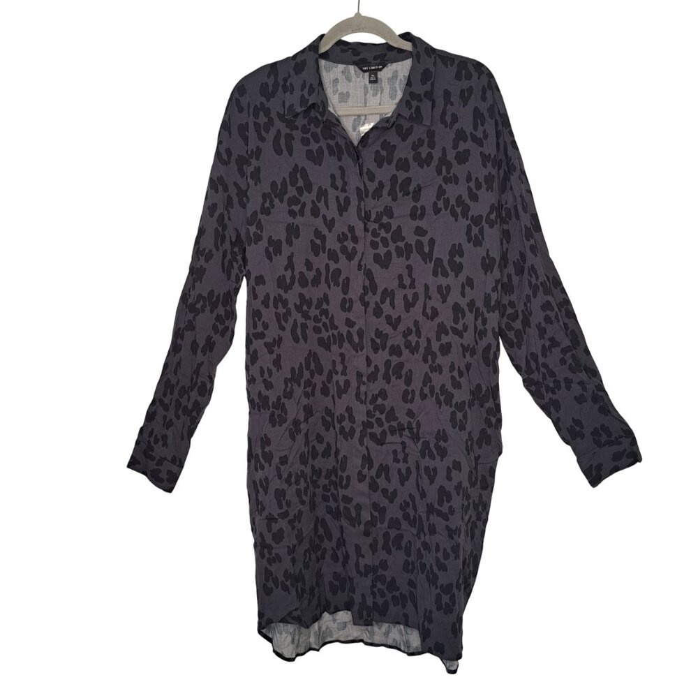 The Limited Gray Leopard Print Collared Tunic Dress Size XL